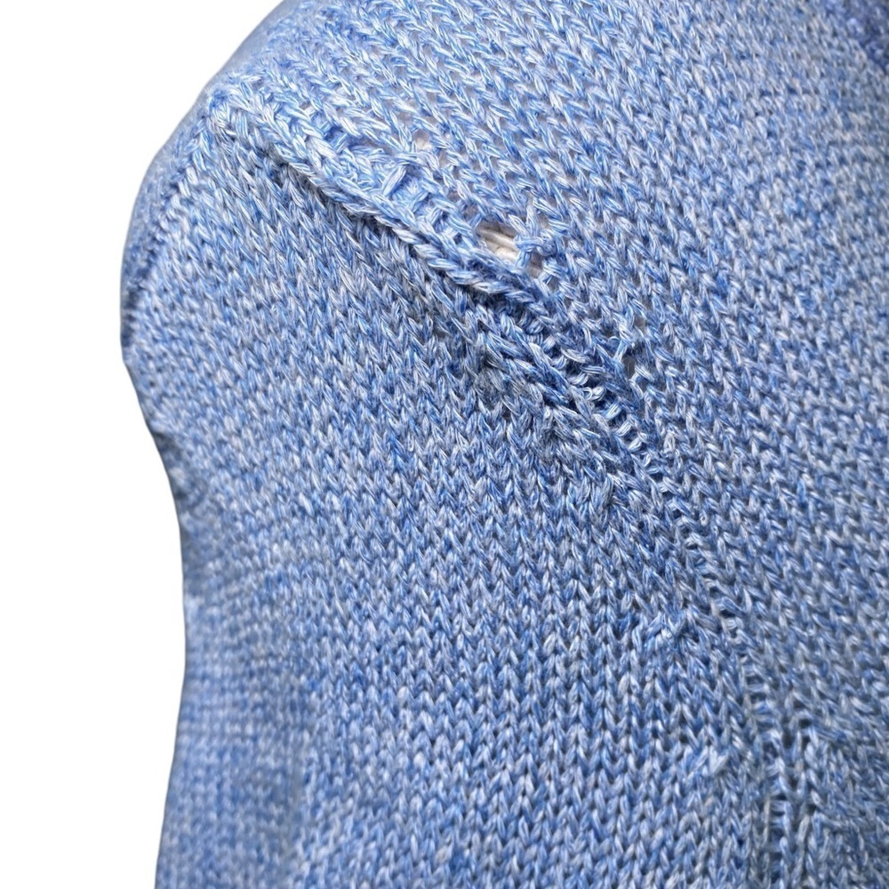 J. McGlaughlin Blue Loose Knit Long Sleeve Top with Tassels - Picture 5 of 12